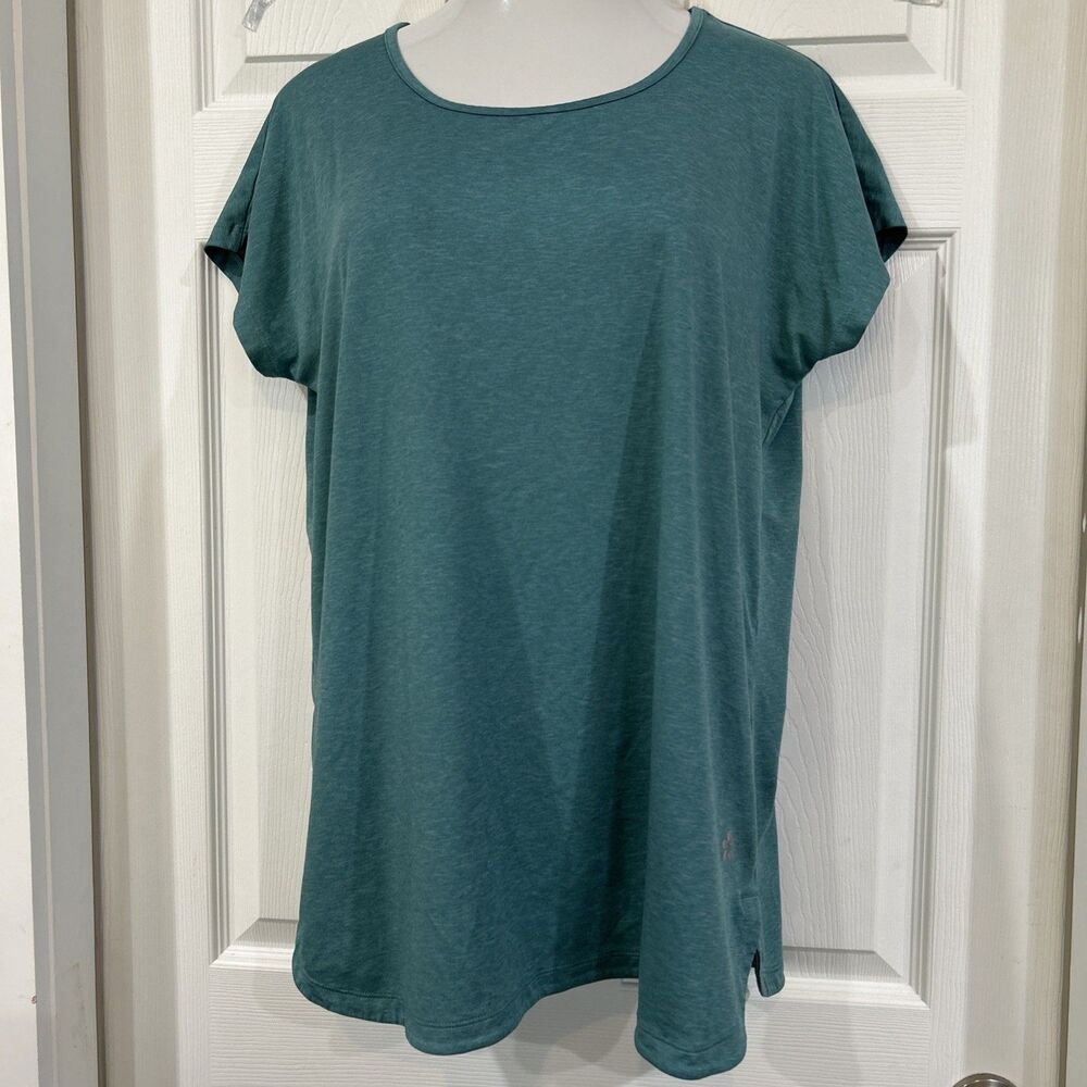 Tuff Athletics Workout Top Keyhole Back Stretch Cap Sleeve Women’s XL Green